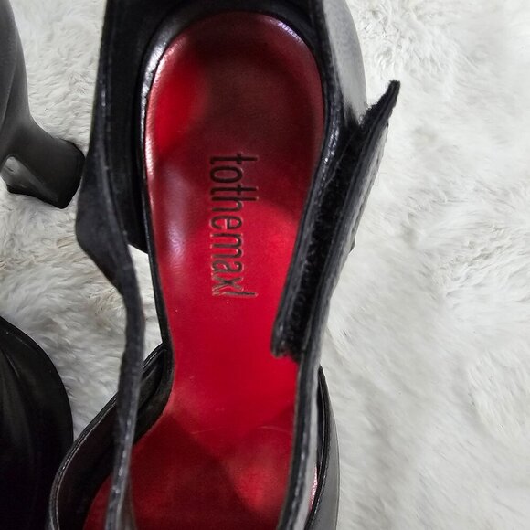 To The Max Black Peep Toe Pinup Punk Retro Ankle Strap Heels Size 6 - Picture 14 of 16